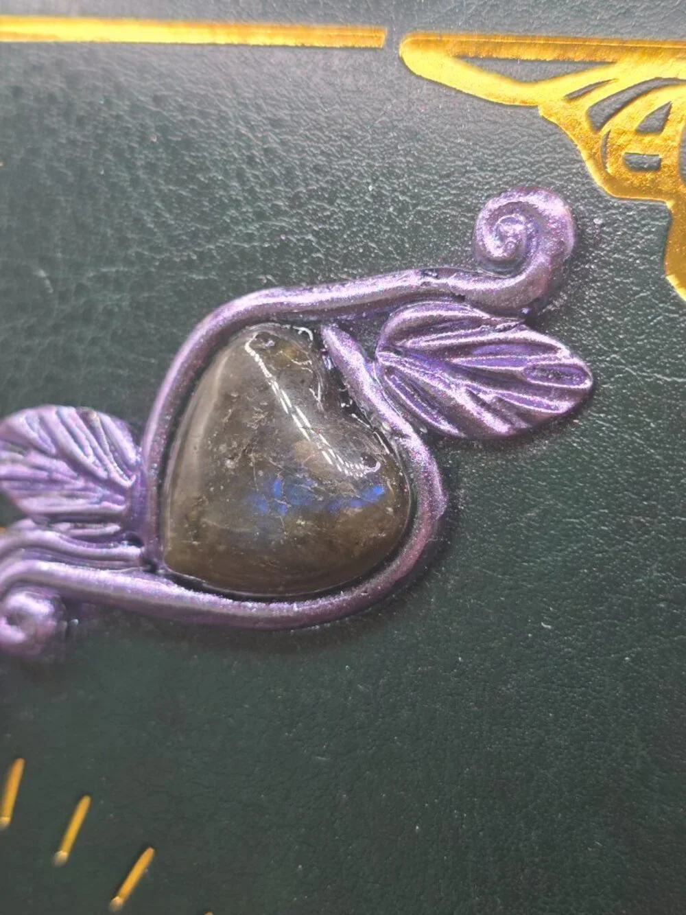 Locking Spell Book Journal | Clear Quartz Crescent Moon & Labradorite Diary